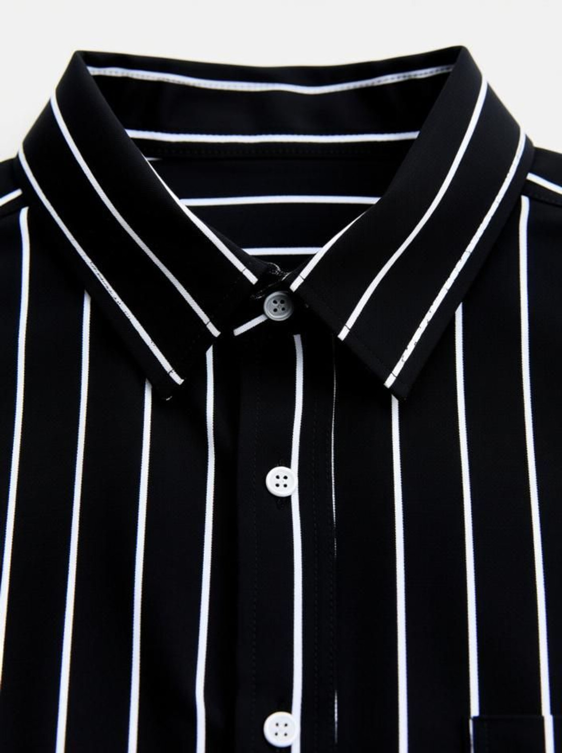 Image of HKV FASHION Men Striped Casual Black, White Shirt