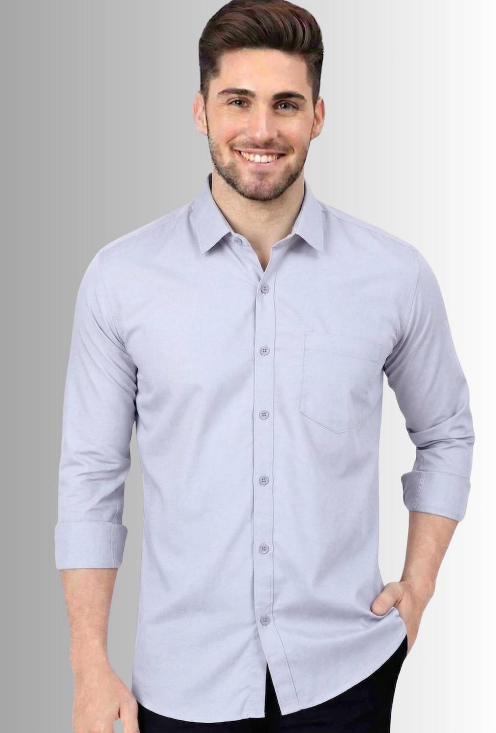 youth first Men Regular Fit Solid Spread Collar Casual Shirt
