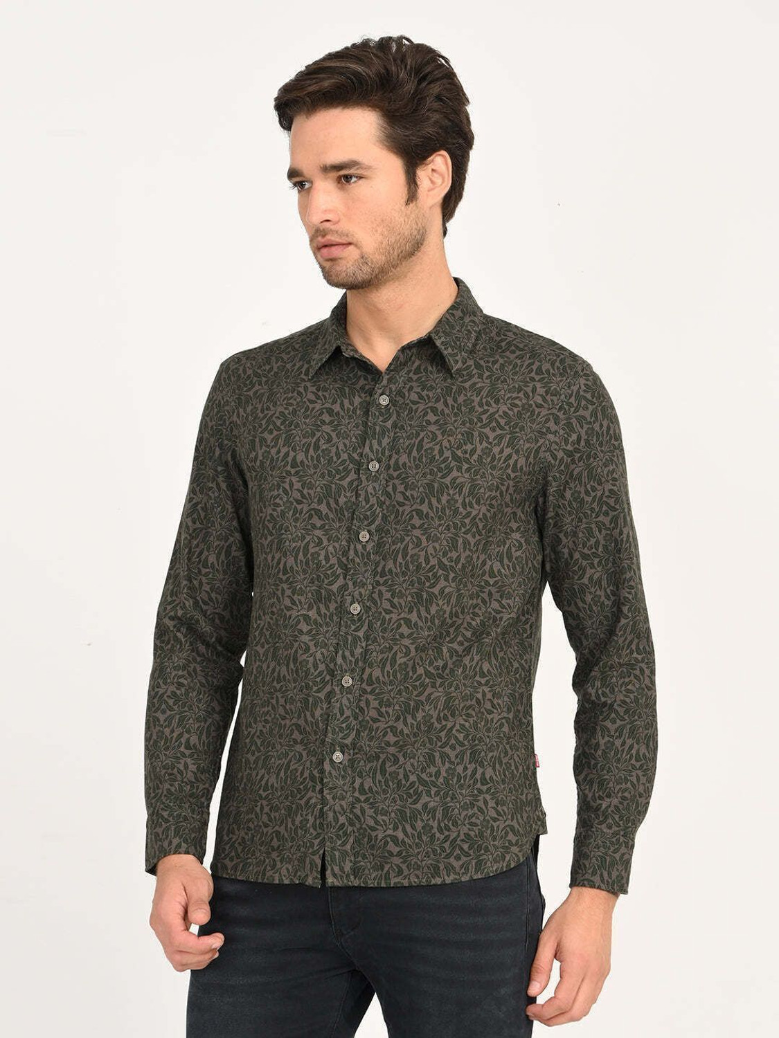 Image of LEVI'S Men Printed Casual Green Shirt