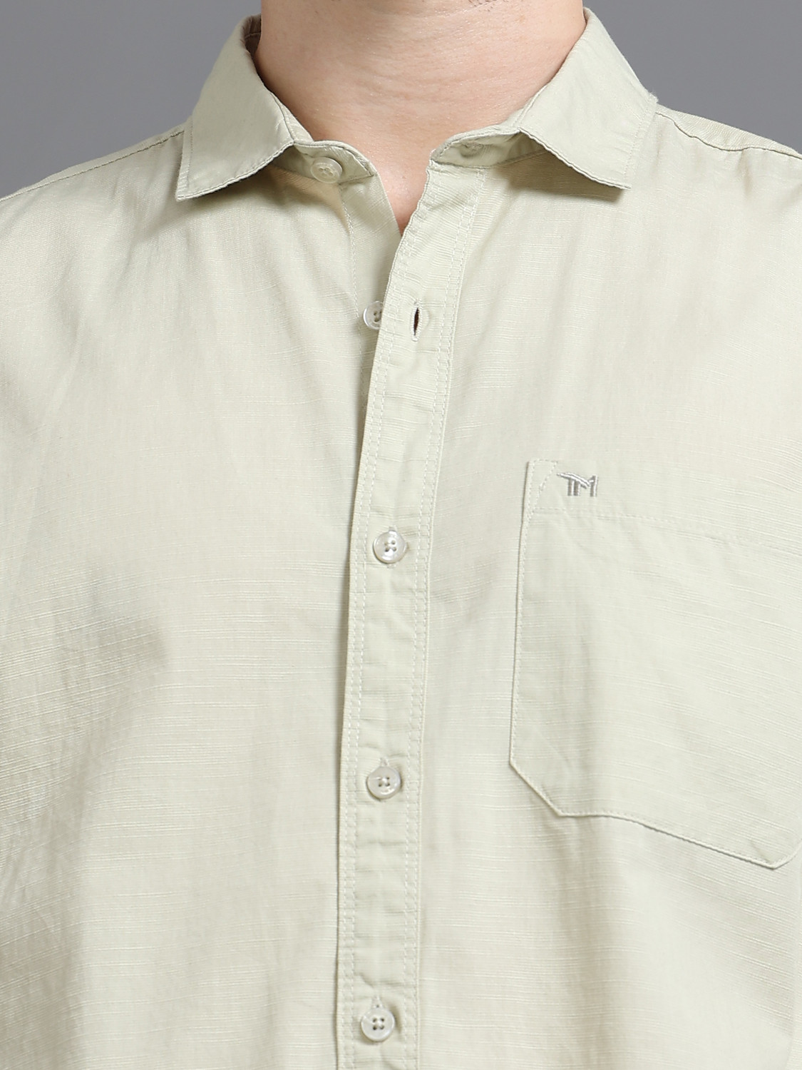 Image of Tom Mackler Men Solid Casual Light Green Shirt