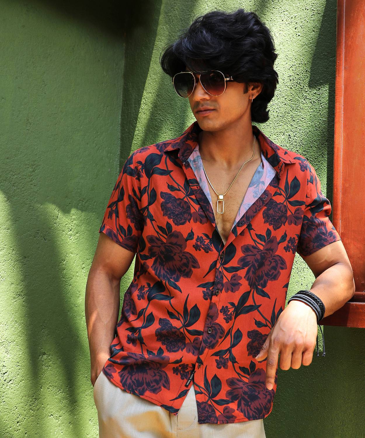 CAHOOT Men Printed Casual Orange, Dark Blue, Purple Shirt