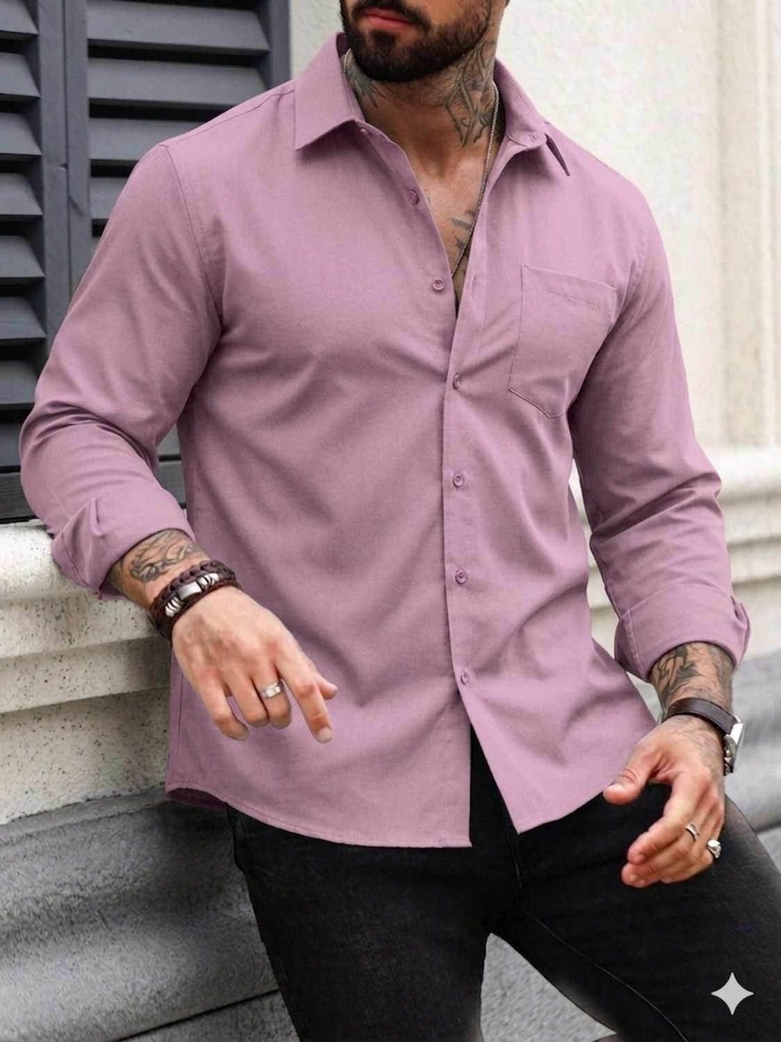Image of METRONAUT Men Solid Casual Pink Shirt