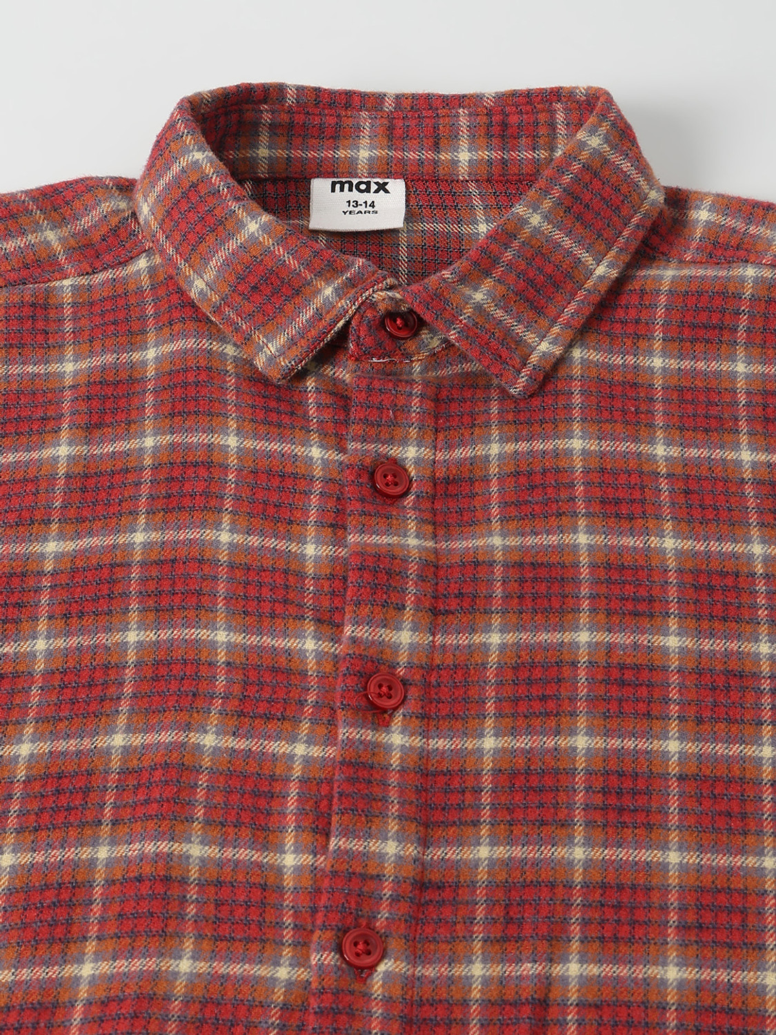 Image of MAX Boys Checkered Casual Red Shirt