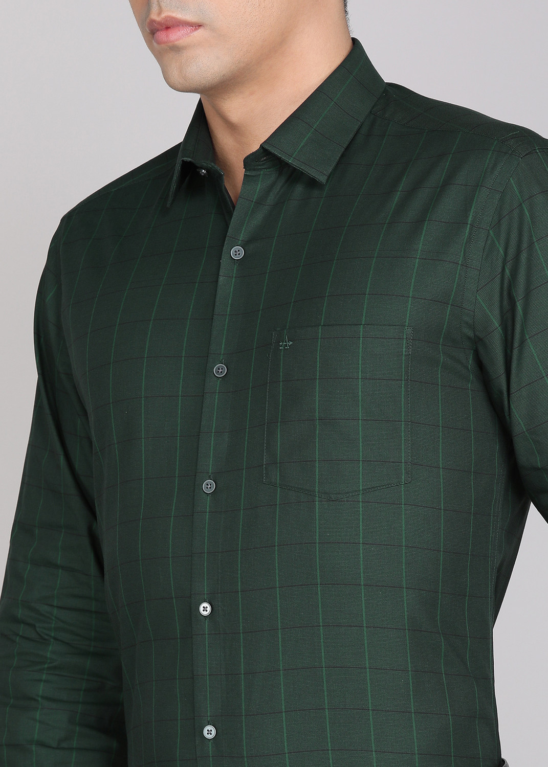 Image of ARROW Men Checkered Formal Dark Green Shirt