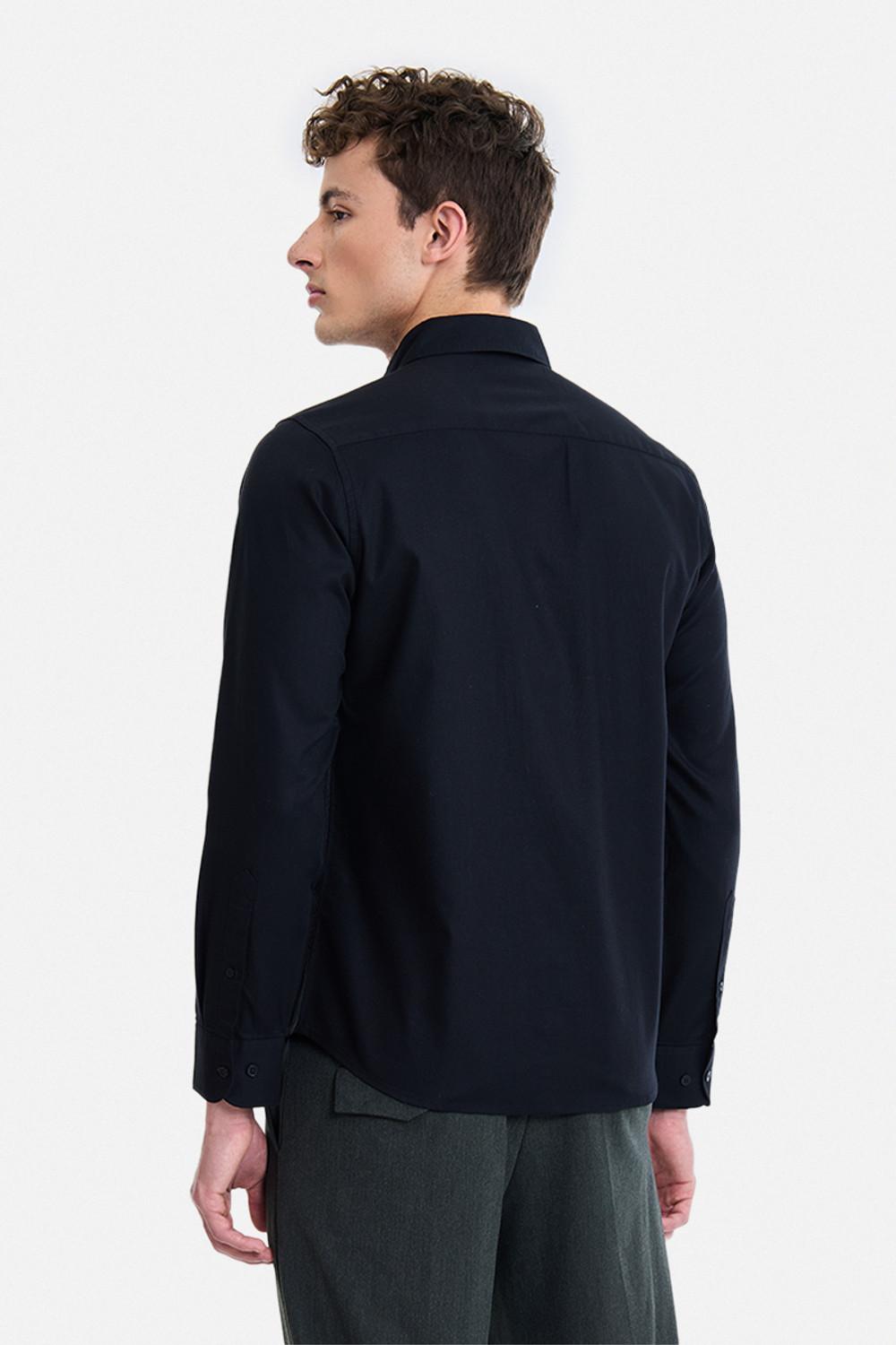 Image of Snitch Men Solid Formal Black Shirt