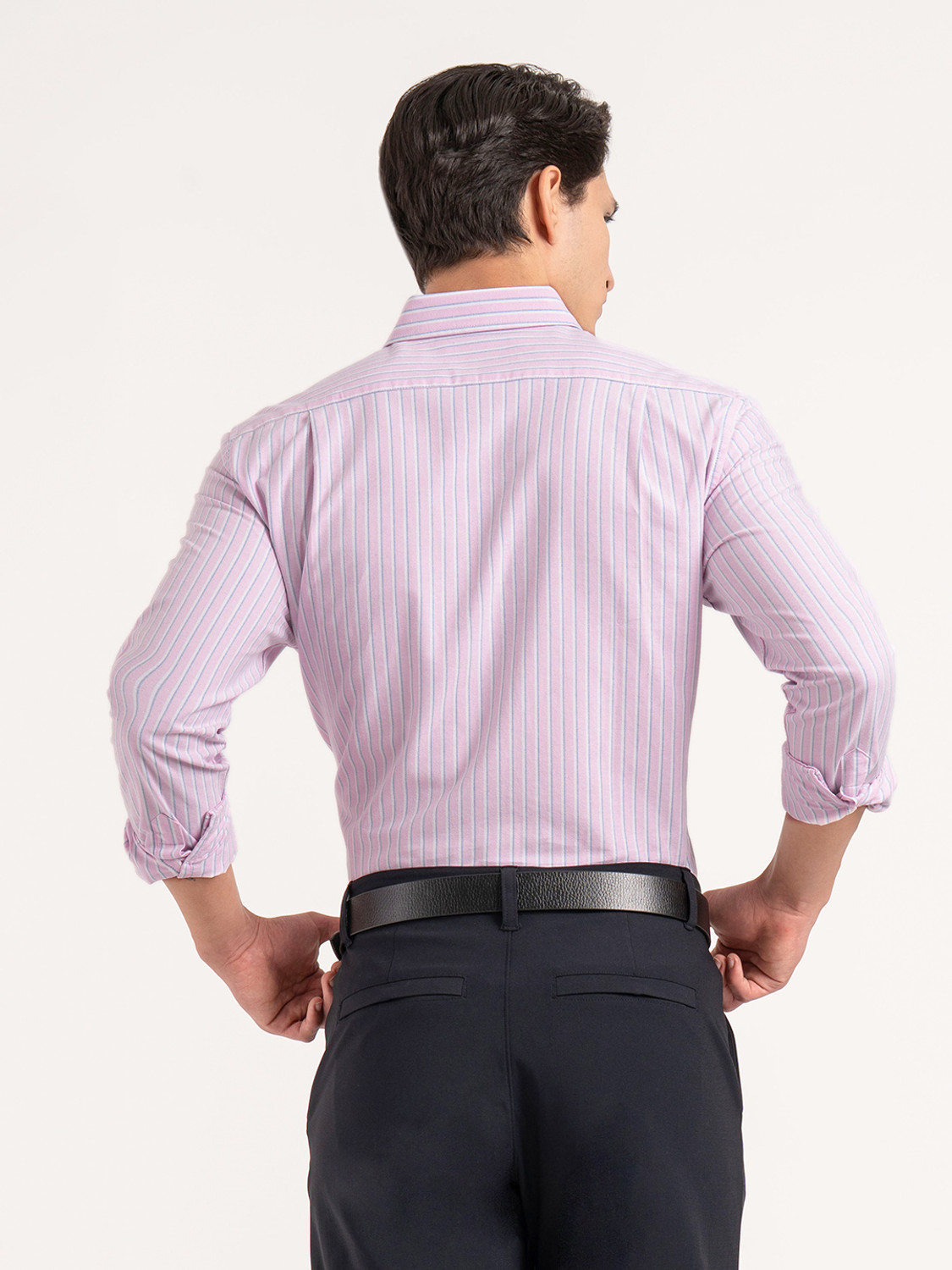 Image of RED TAPE Men Striped Casual Pink Shirt