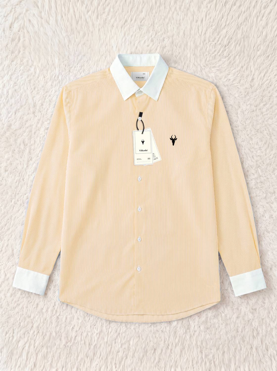 vdlooks Men Striped Yellow, White Shirt - Image 2
