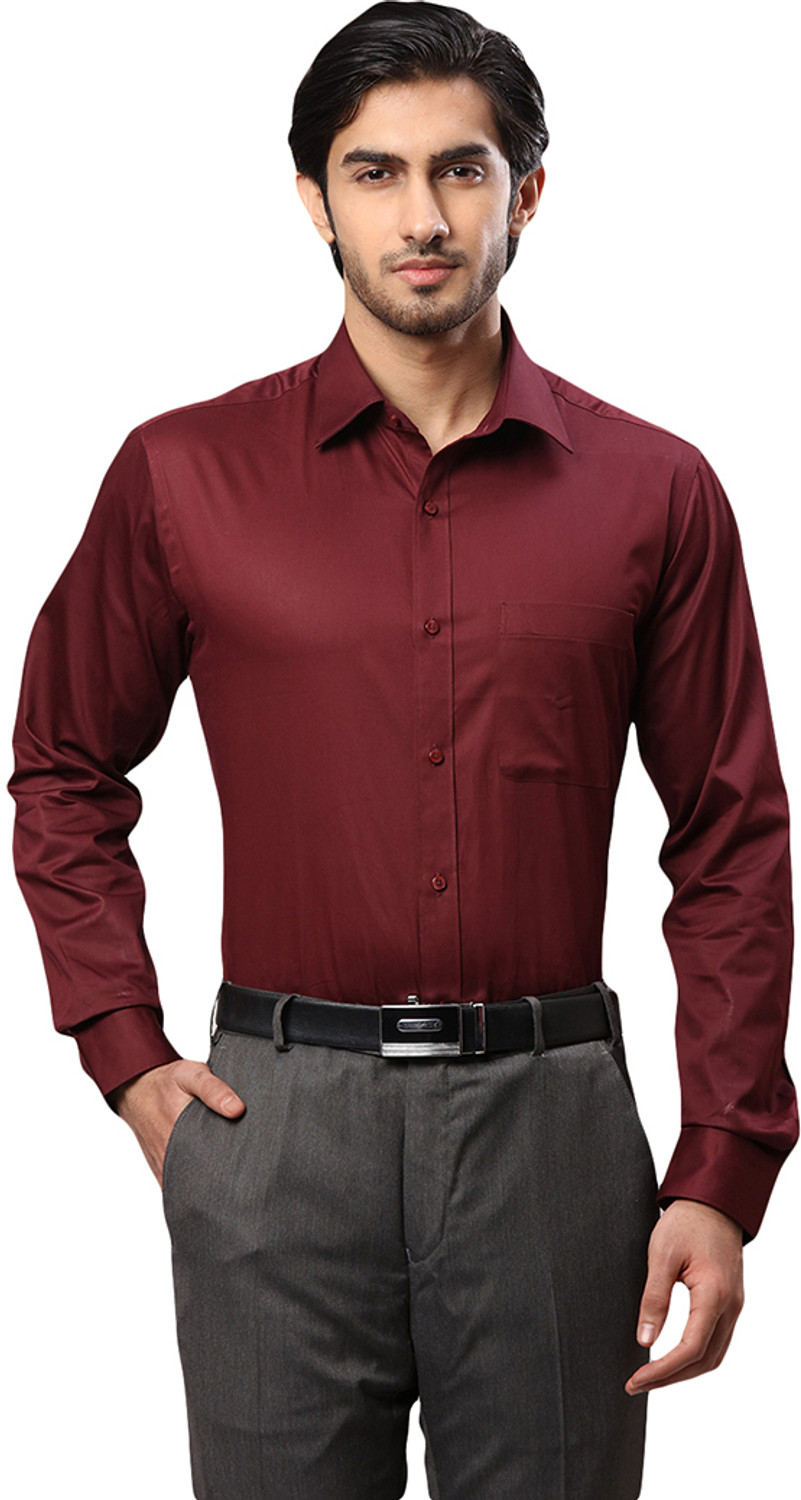 Raymond Men Solid Formal Maroon Shirt