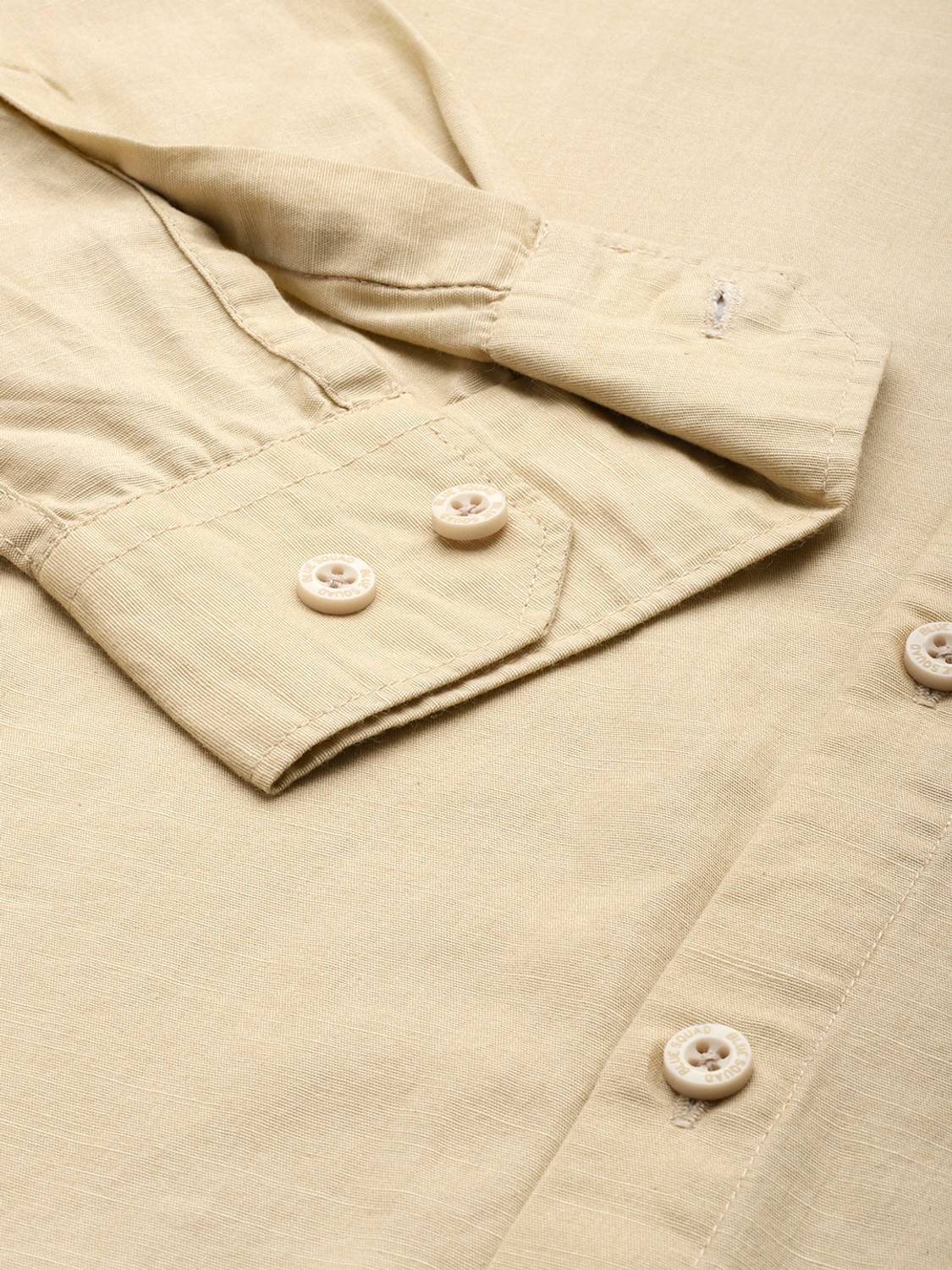 Blue Squad Men Solid Casual Cream Shirt - Image 5