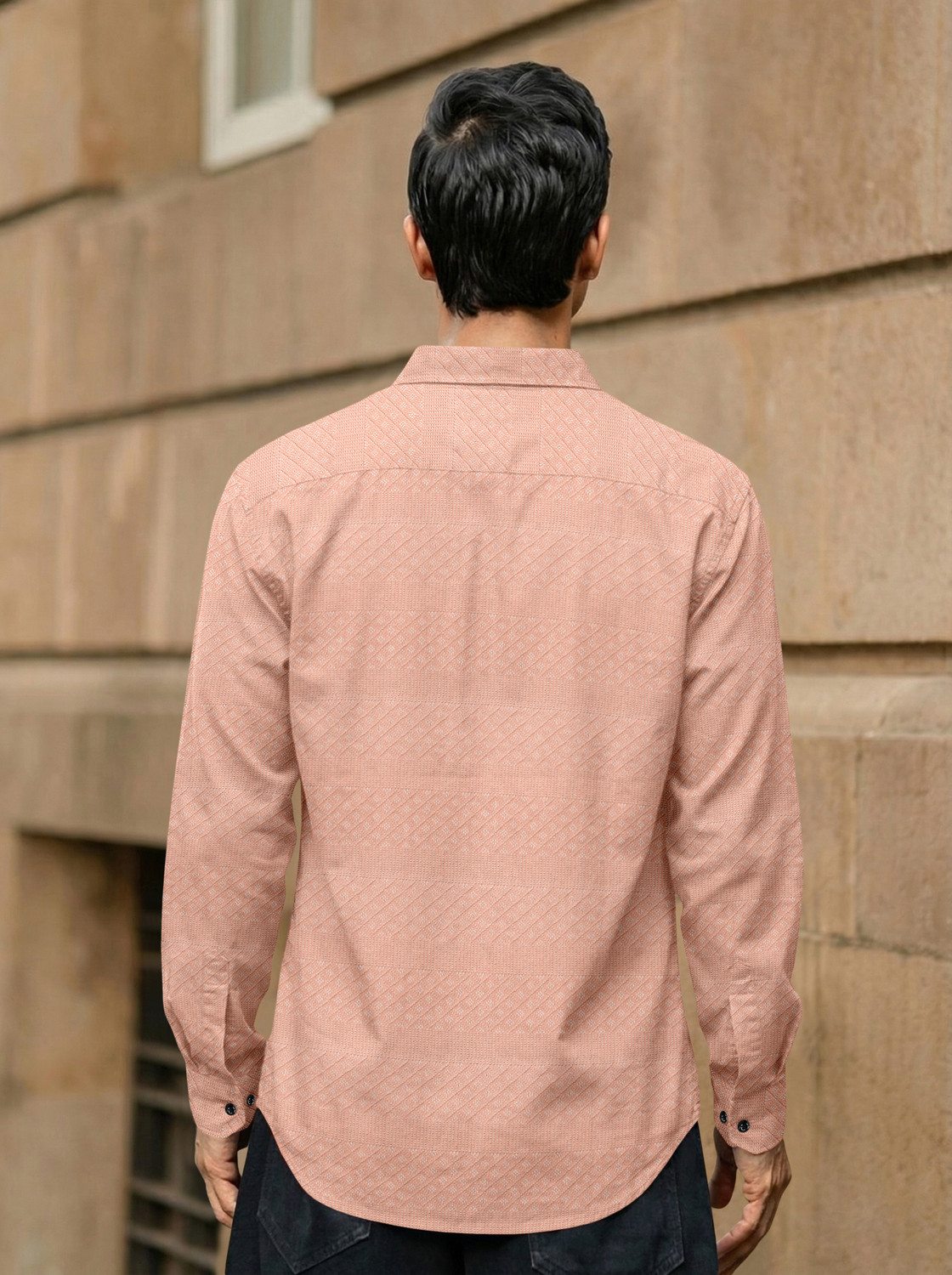 Image of Voroxy Men Self Design Casual Pink Shirt