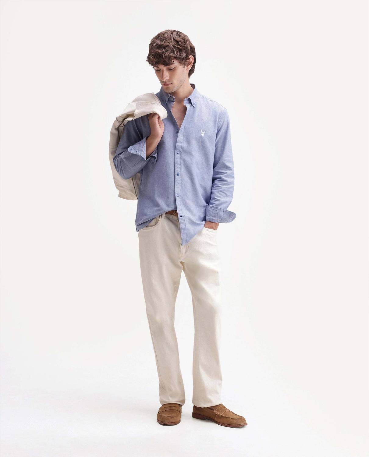 RARE Men Solid Casual Blue Shirt - Image 2