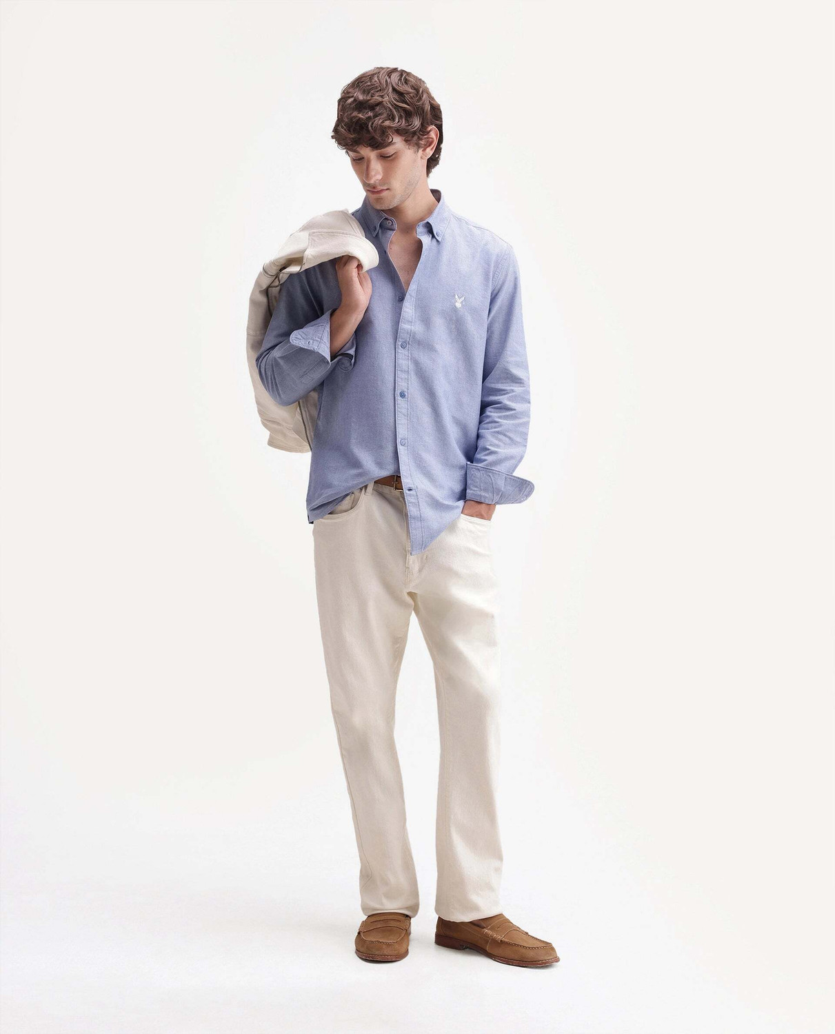 Image of RARE RABBIT Men Solid Casual Blue Shirt