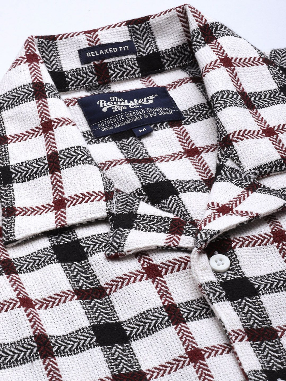 Image of Roadster Men Checkered Casual White Shirt