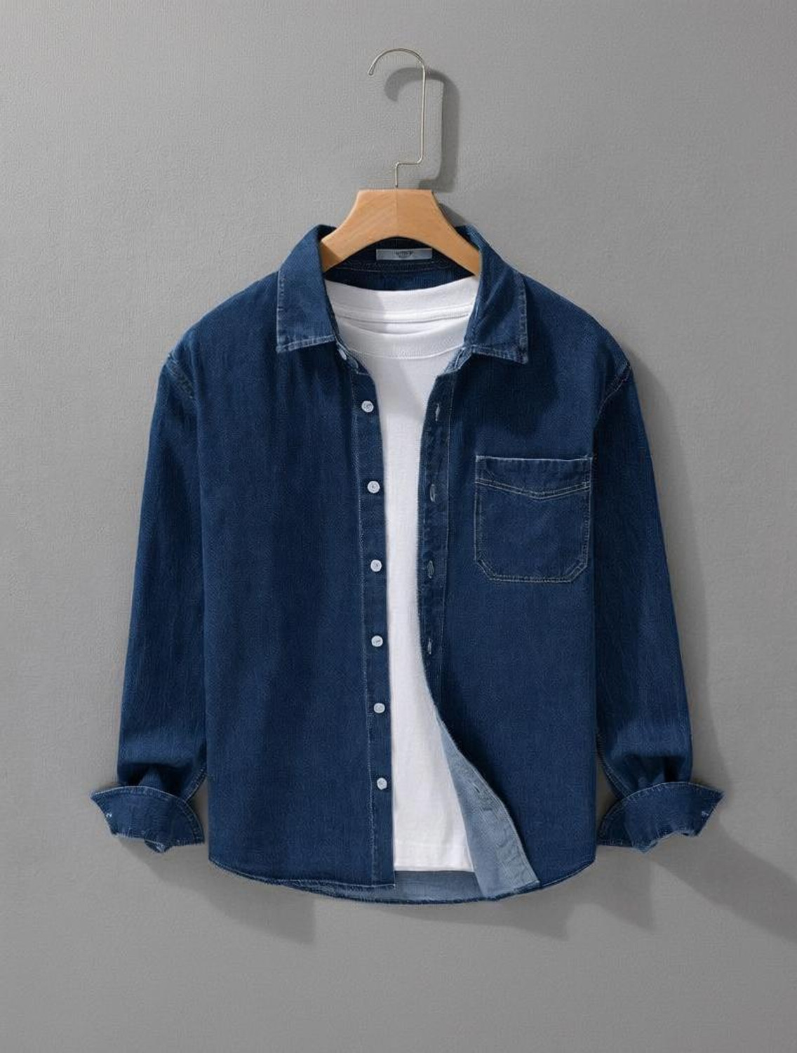 Image of GLORISTAR Men Solid Casual Blue Shirt