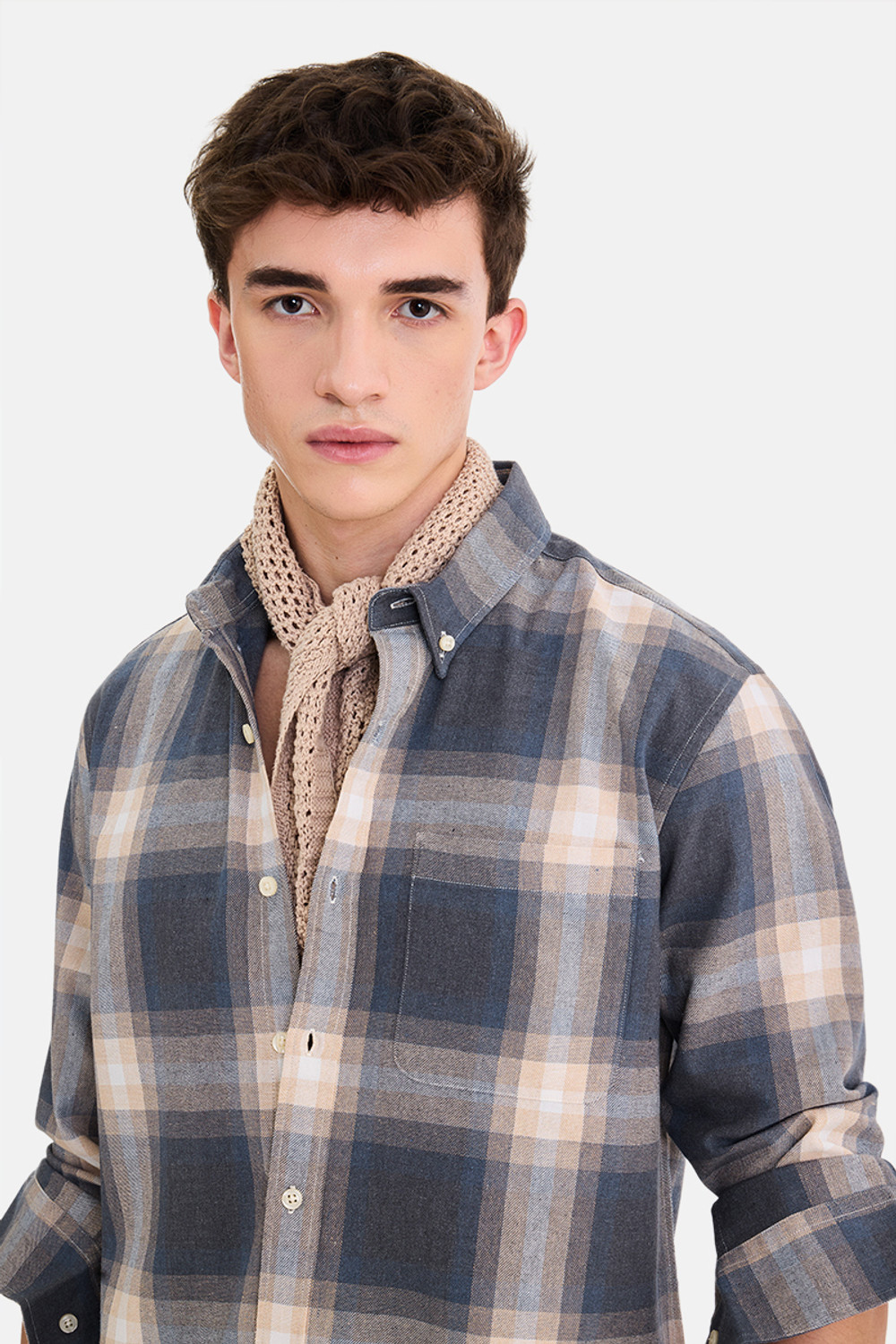 Image of Snitch Men Checkered Casual Blue Shirt