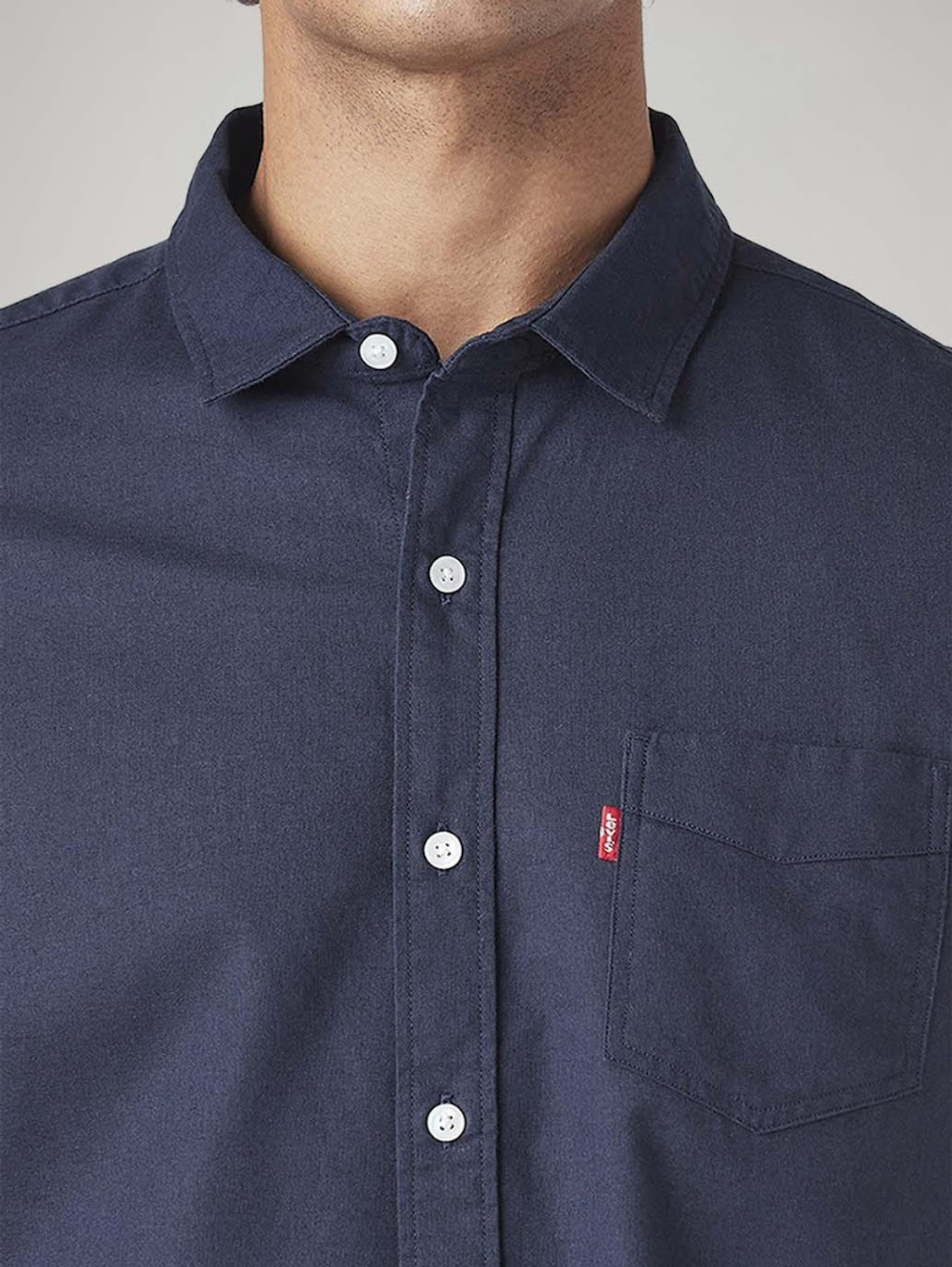 Image of LEVI'S Men Solid Casual Dark Blue Shirt