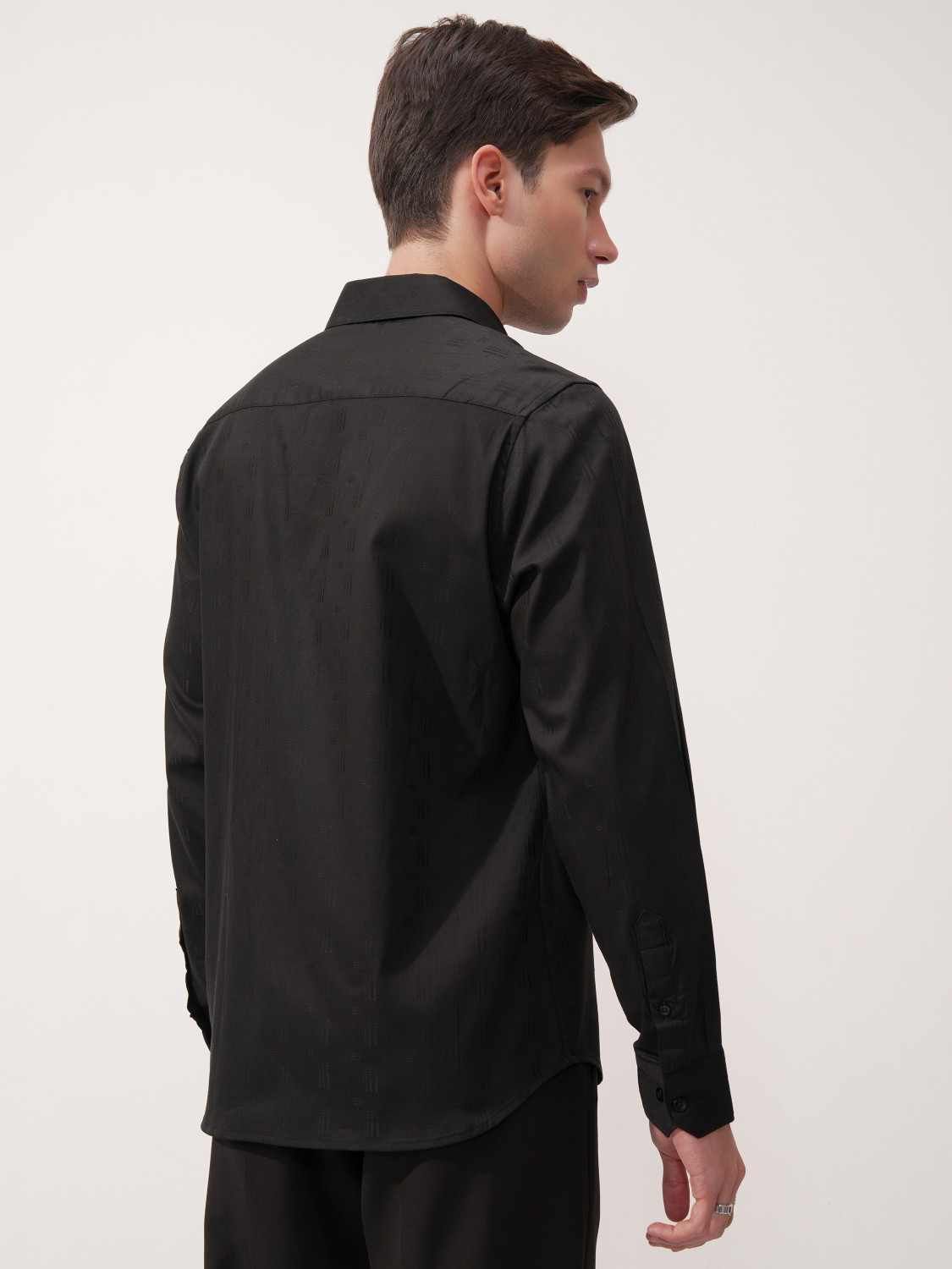 Image of HIGHLANDER Men Self Design Casual Black Shirt