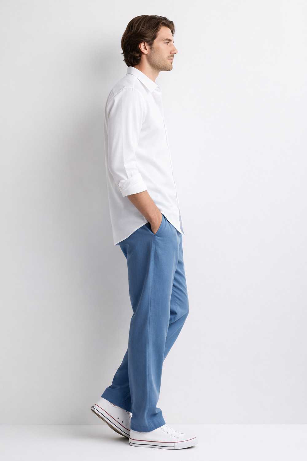 Image of TRENDNOWENT Men Solid Casual White Shirt