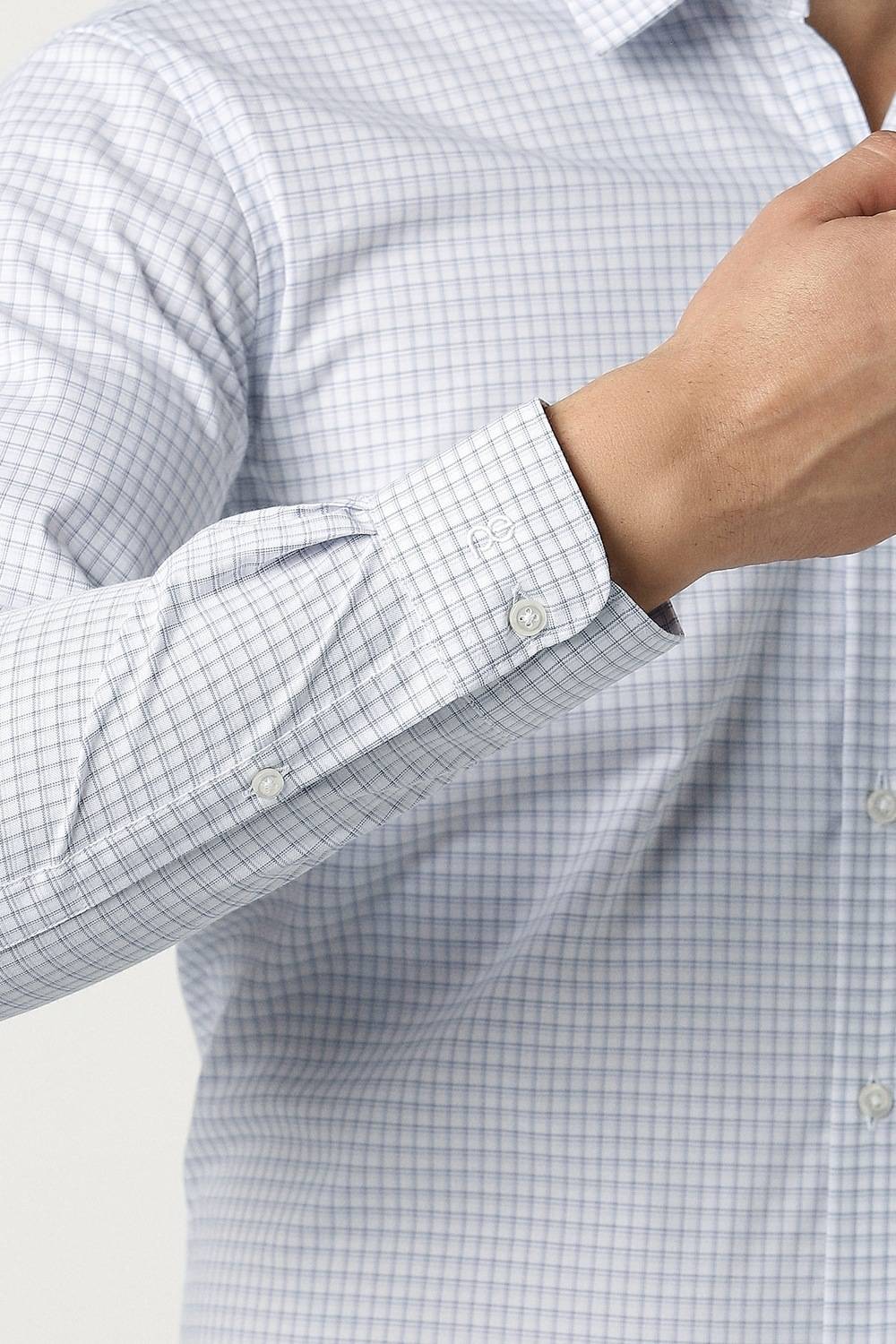 PETER ENGLAND Men Checkered Formal Light Blue, White Shirt - Buy