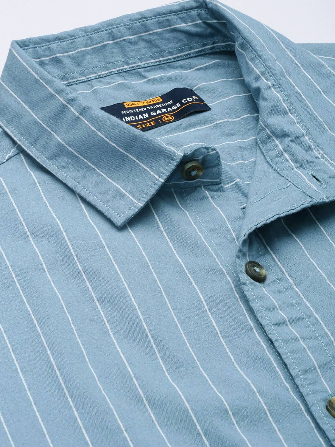 The Indian Garage Co. Men Striped Casual Blue Shirt - Image 2