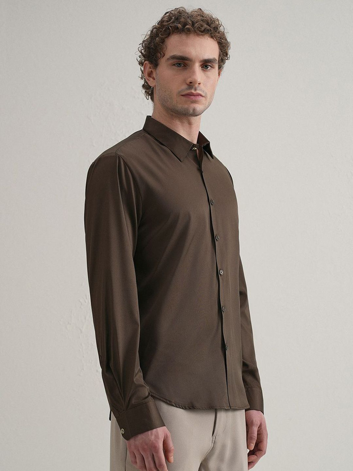 Image of Banana Club Men Solid Casual Brown Shirt