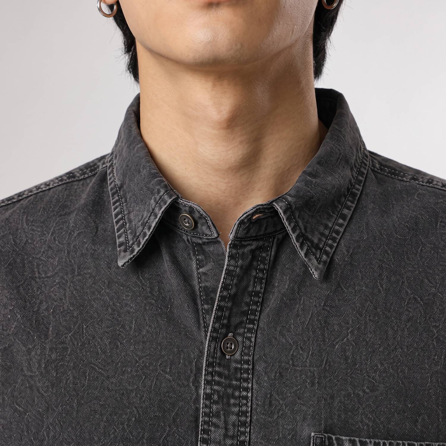 youngtrends Men Washed Casual Black Shirt - Image 4