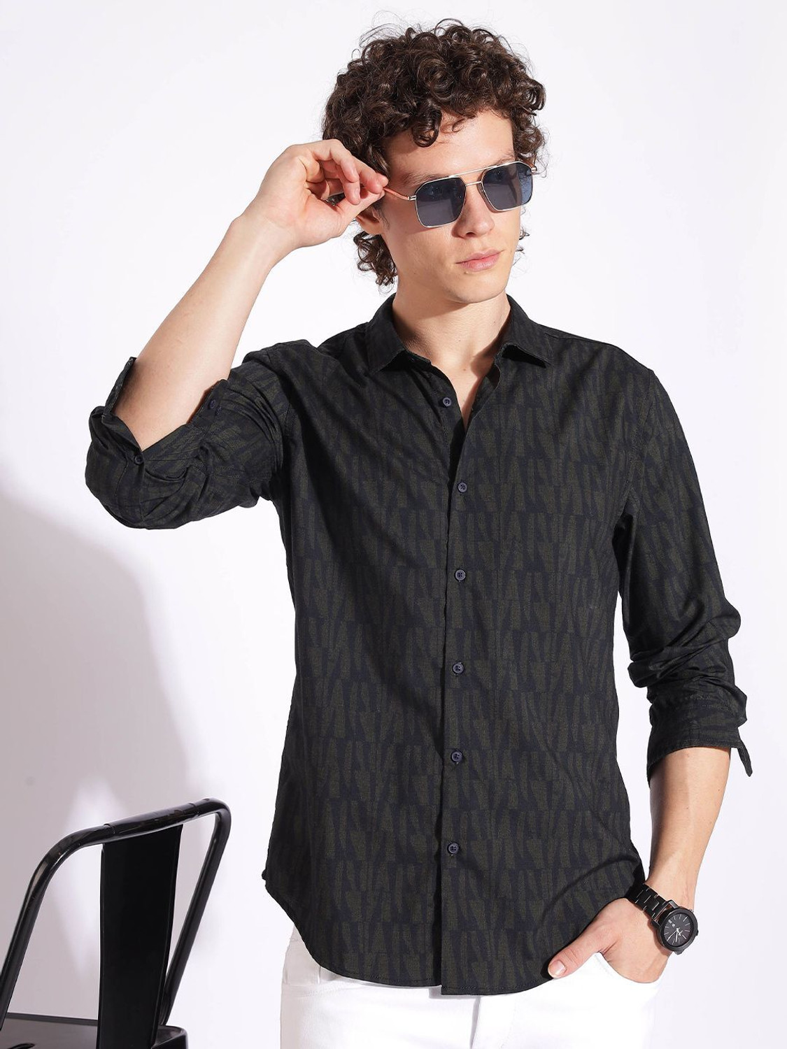 Image of HERE&NOW Men Printed Casual Multicolor Shirt