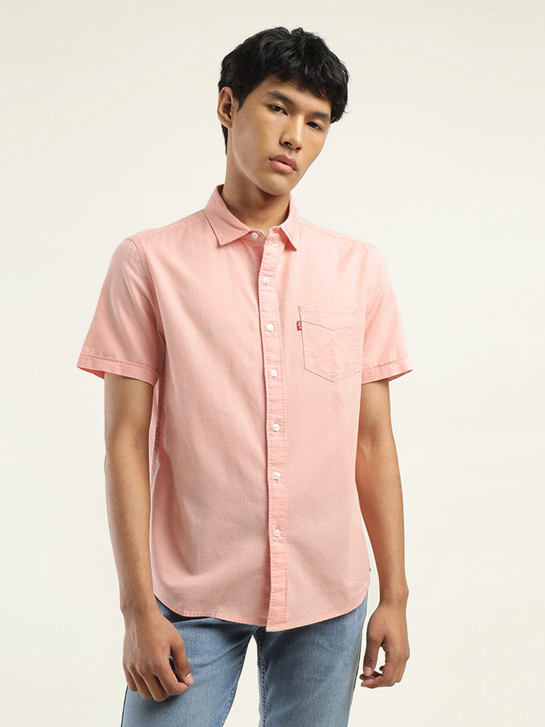 Image of LEVI'S Men Solid Casual Pink Shirt