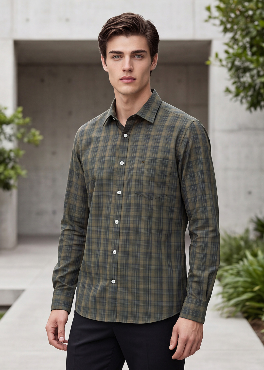 Image of KILLER Men Slim Fit Checkered Formal Shirt
