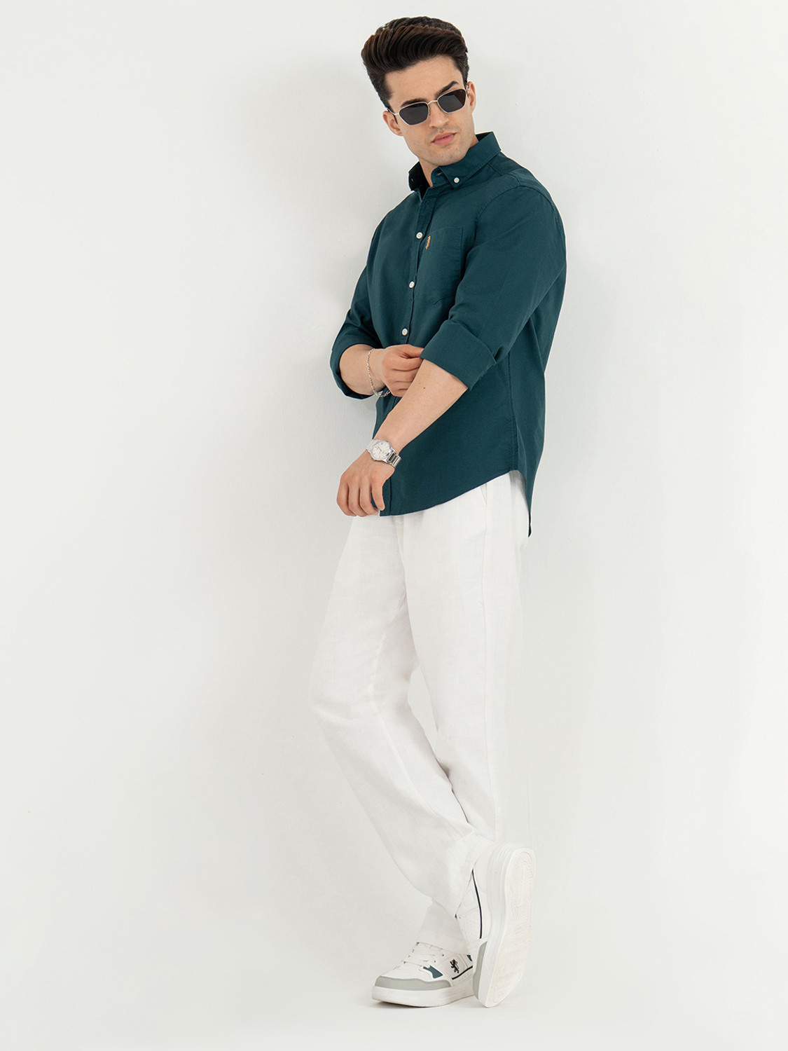 Image of RED TAPE Men Solid Casual Blue Shirt