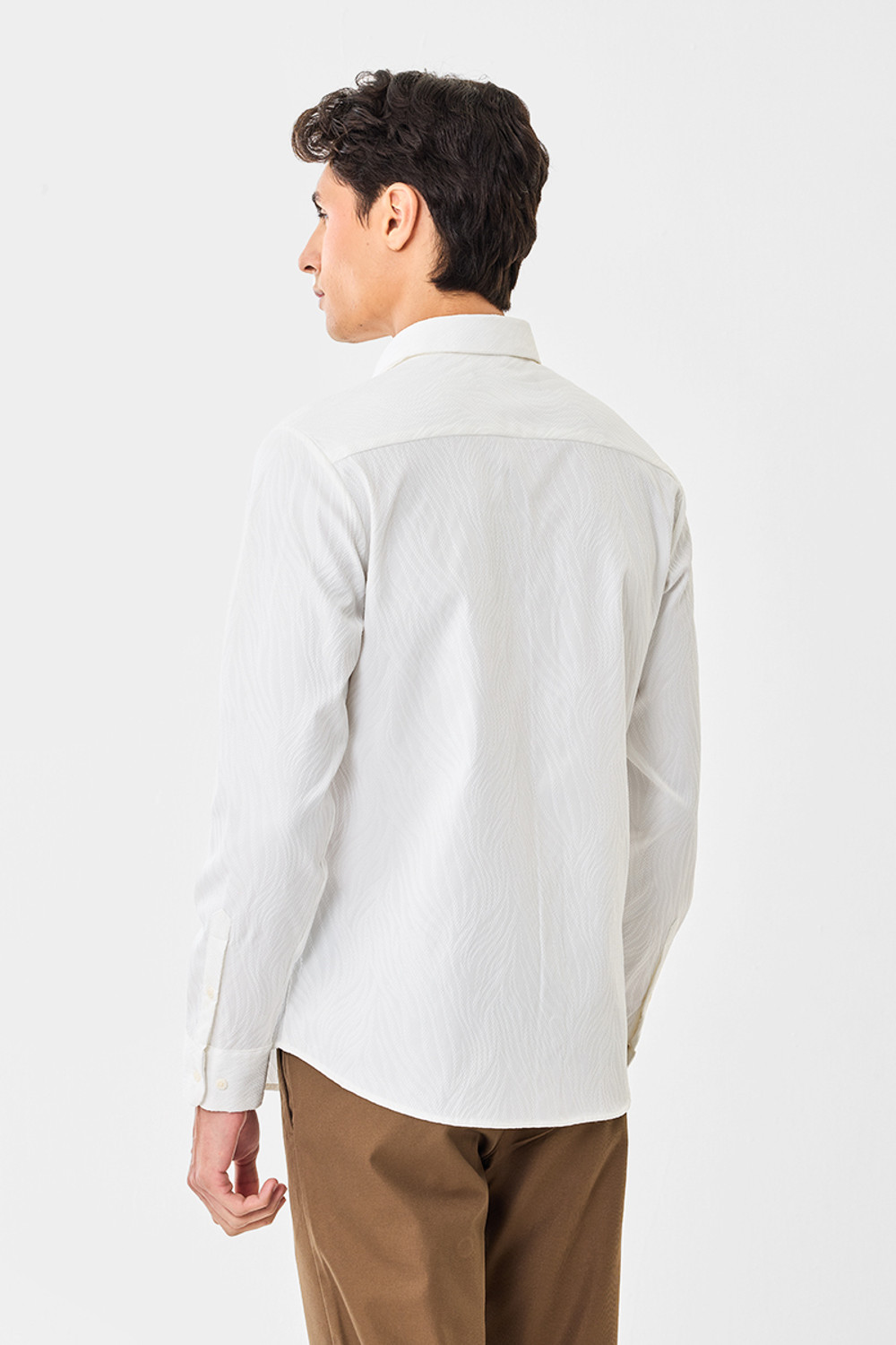 Image of Snitch Men Self Design Formal White Shirt