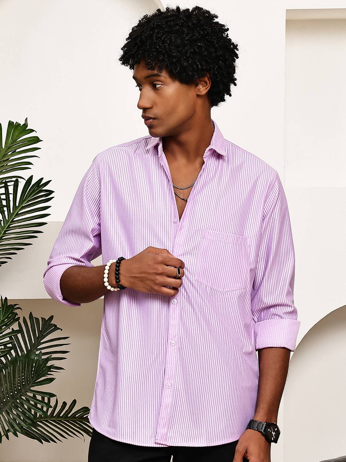 ANP BIHARIKA Men Self Design Casual Pink Shirt