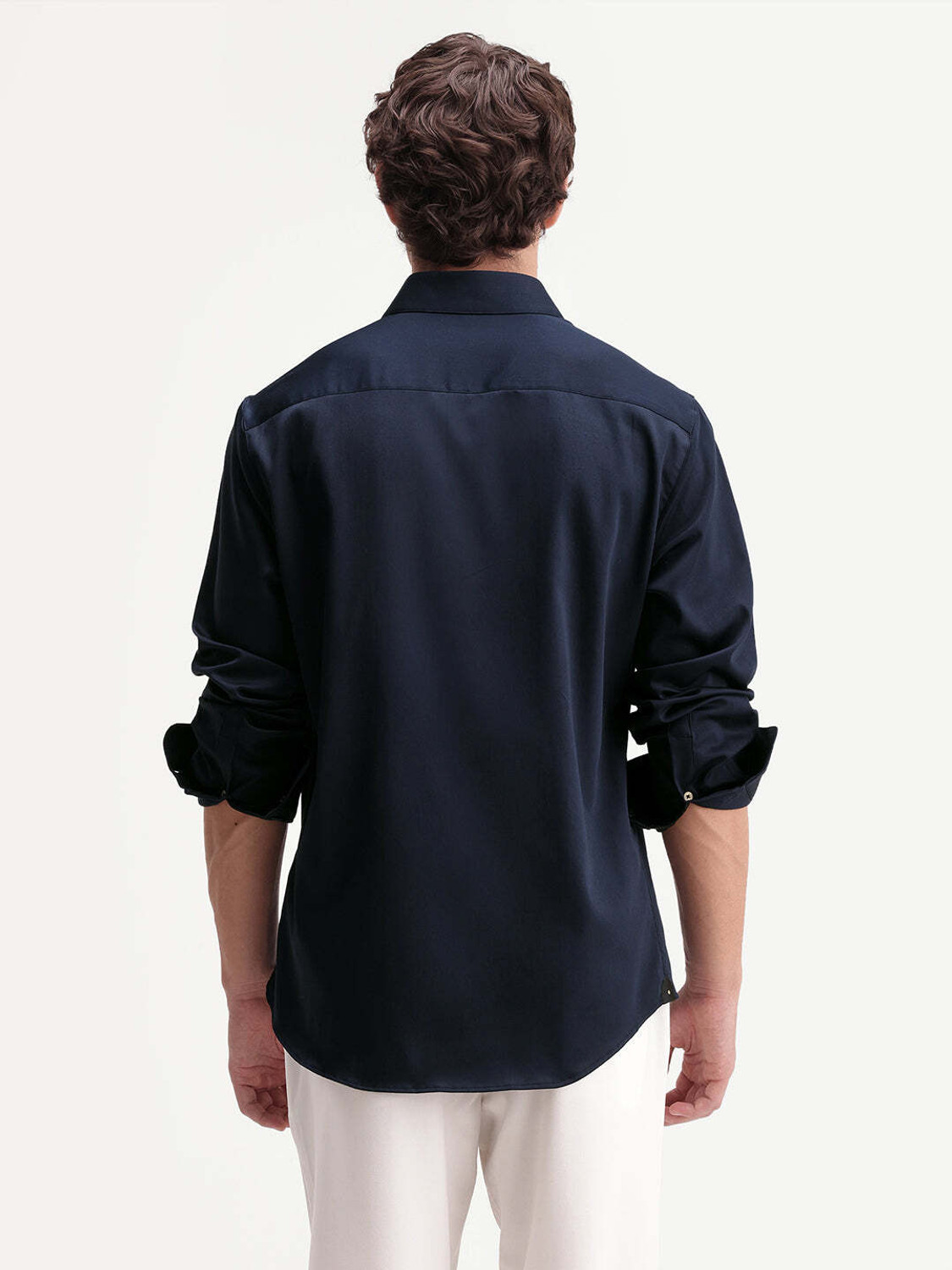 Image of RARE RABBIT Men Solid Casual Dark Blue Shirt