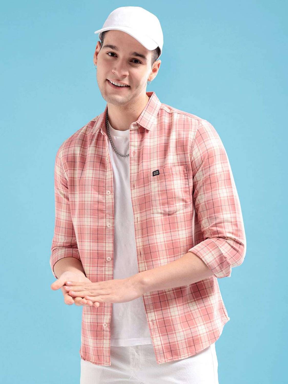 The Indian Garage Co. Men Pink Checkered Casual Shirt - Image 1