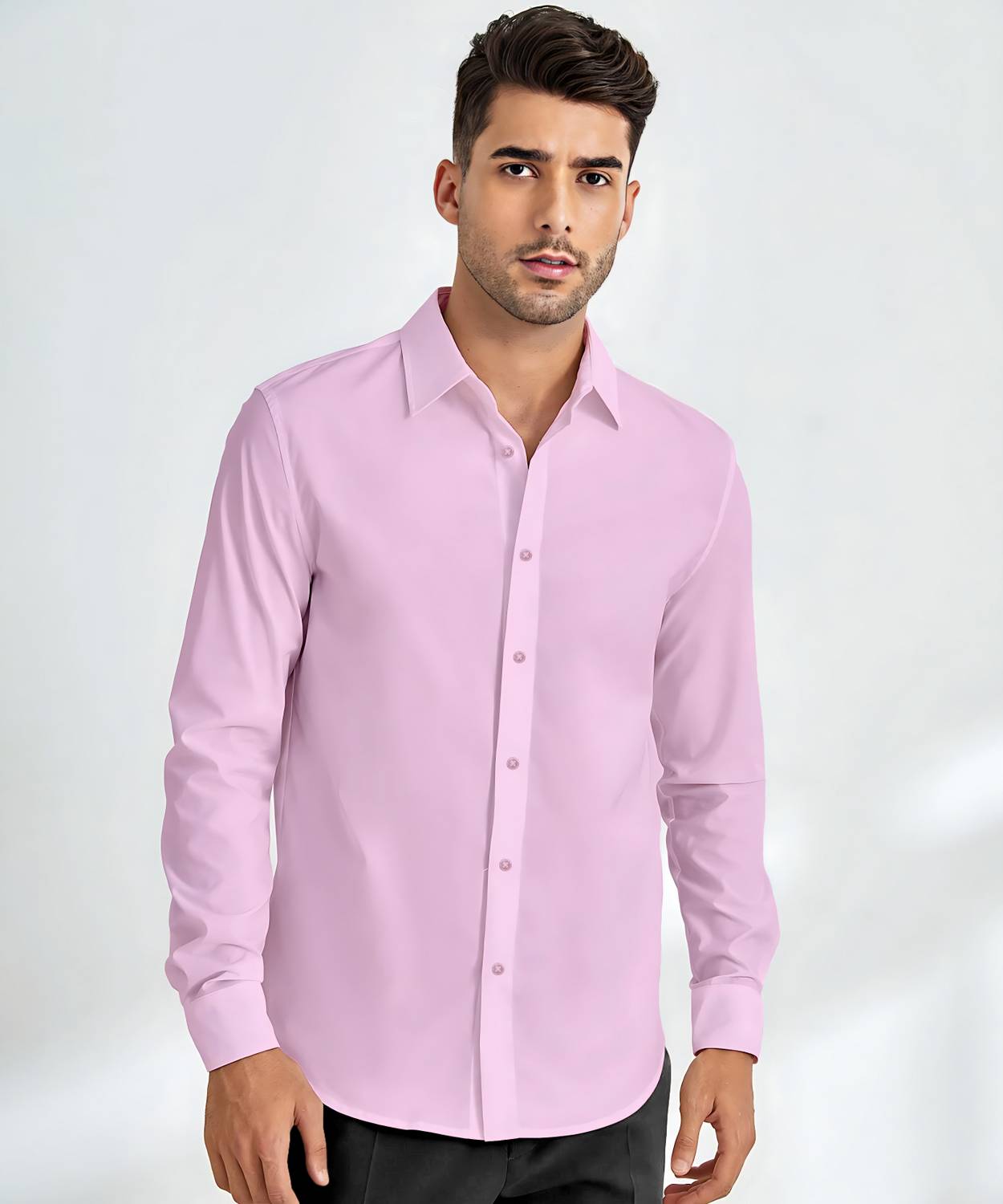 Kakido Men Solid Casual Pink Shirt