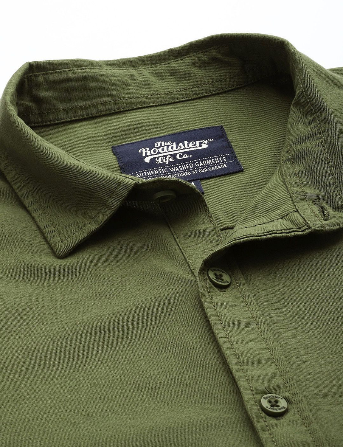 Image of Roadster Men Solid Casual Green Shirt
