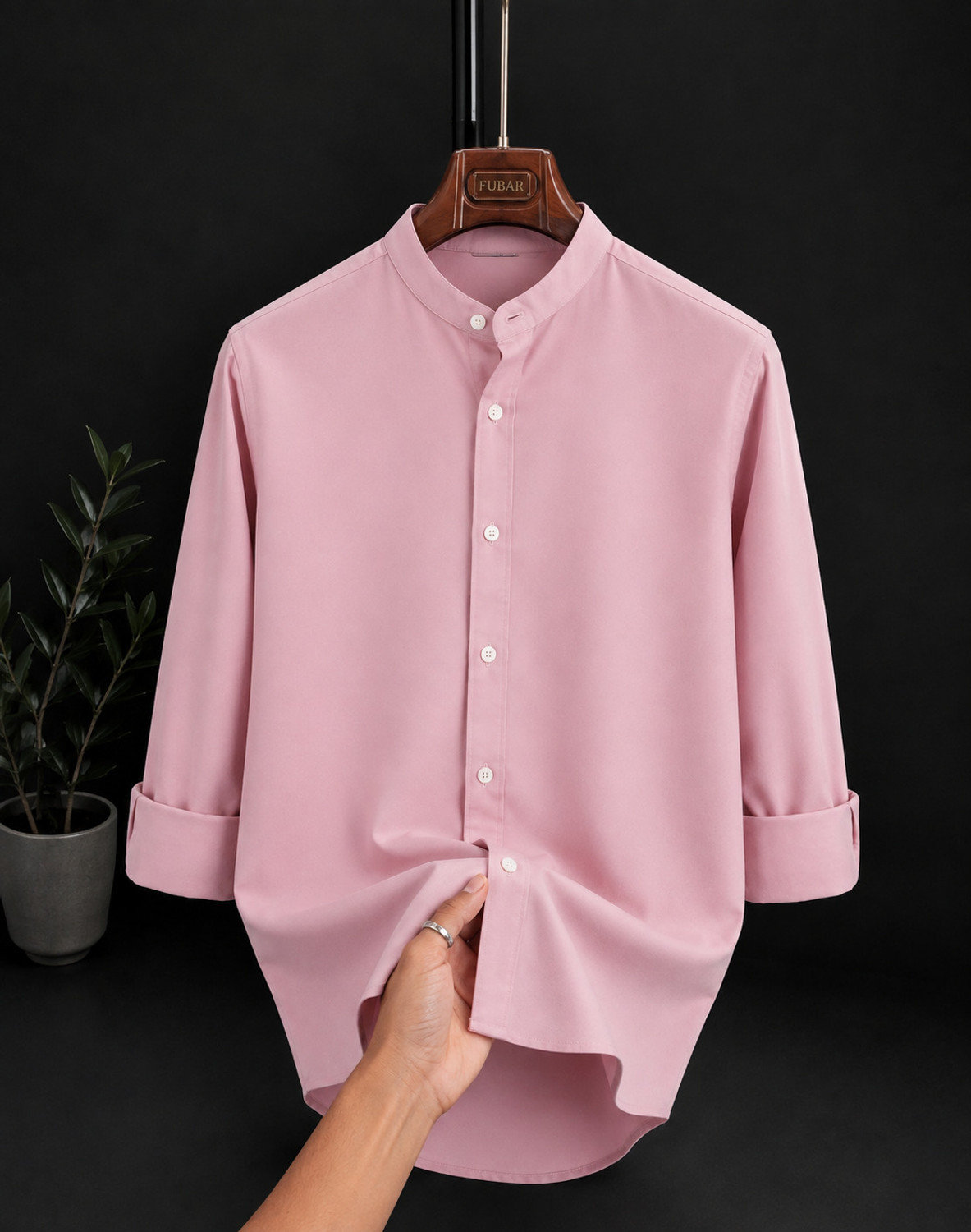 FUBAR Men Solid Casual Pink Shirt
