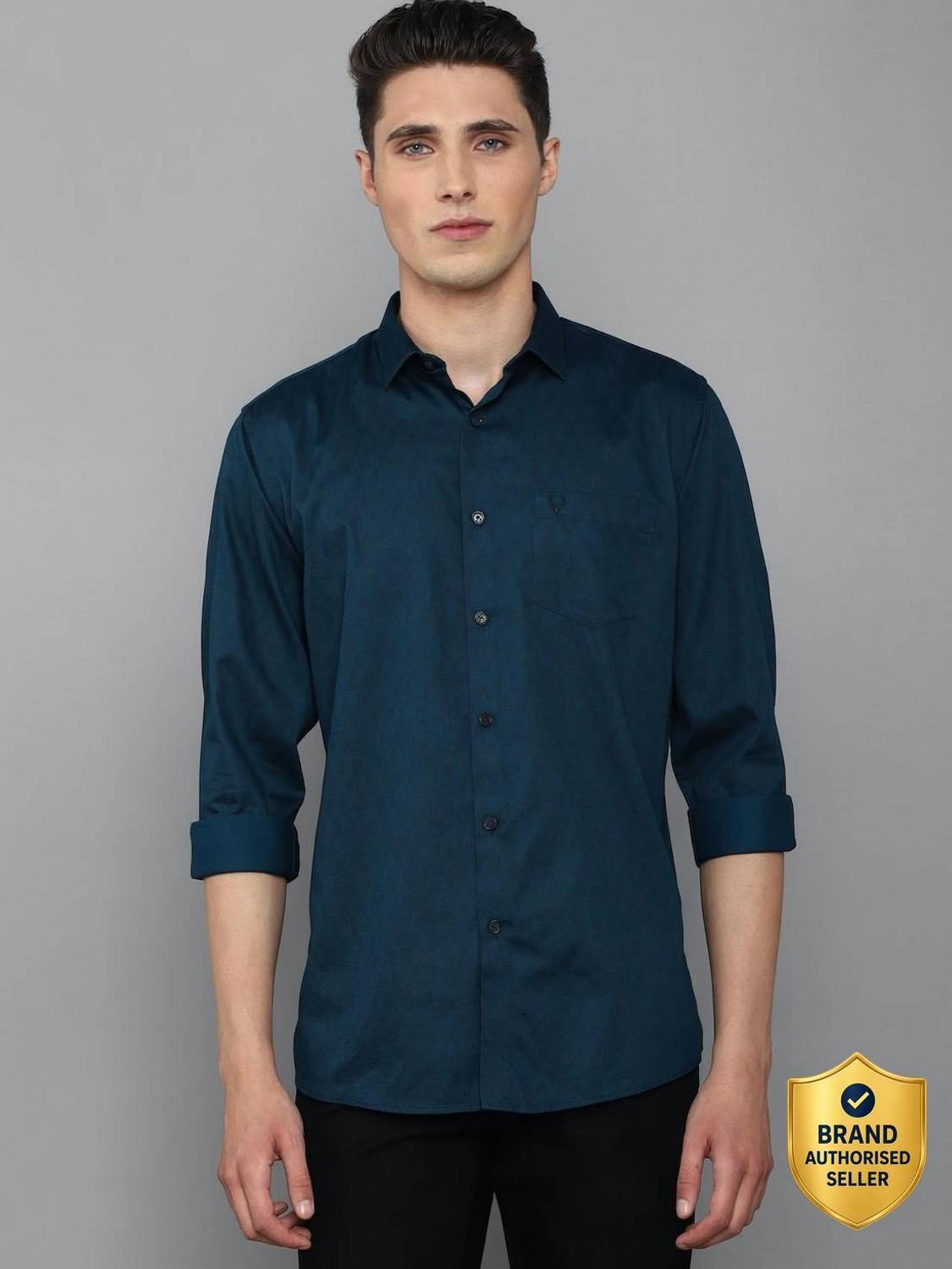 Allen Solly Men Solid Casual Blue Shirt