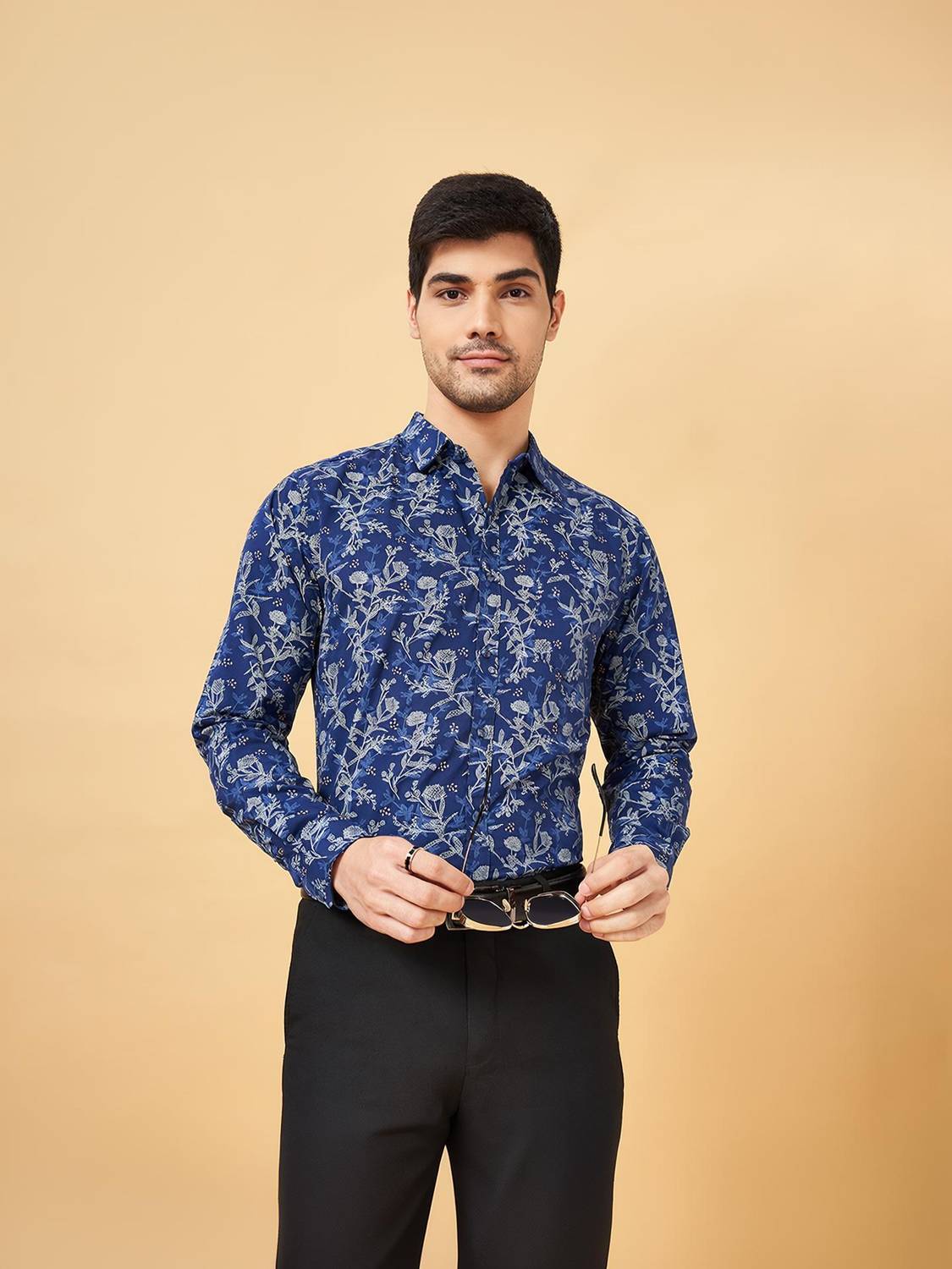 Byford by Pantaloons Men Printed Casual Dark Blue Shirt