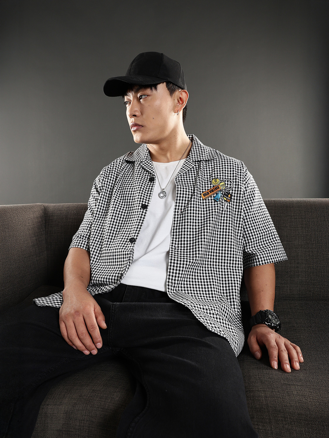 Image of Eszett Men Checkered Casual Grey Shirt