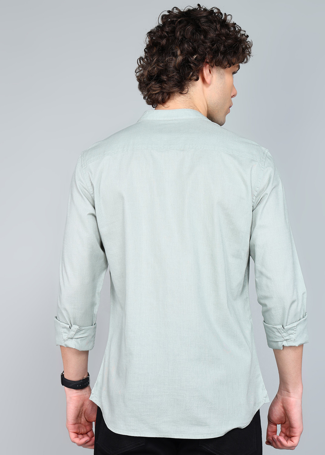 Image of U.S. POLO ASSN. Men Solid Casual Light Green Shirt