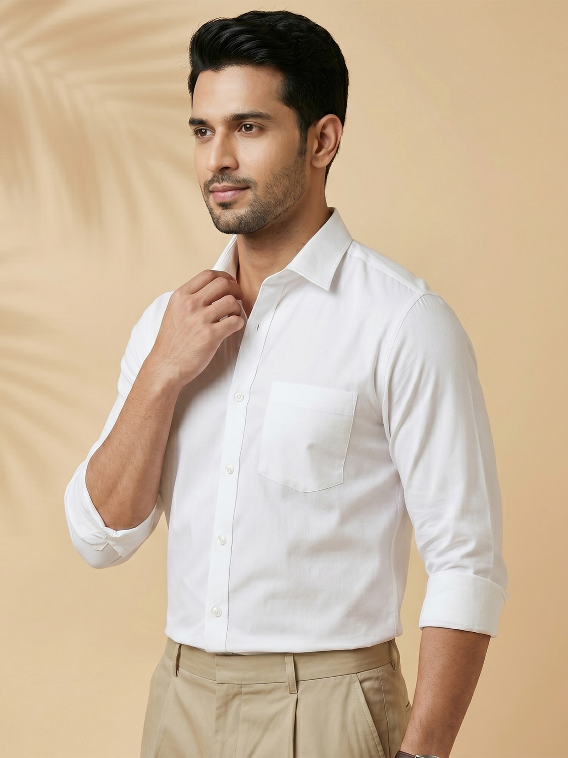 Image of METRONAUT Men Solid Formal White Shirt
