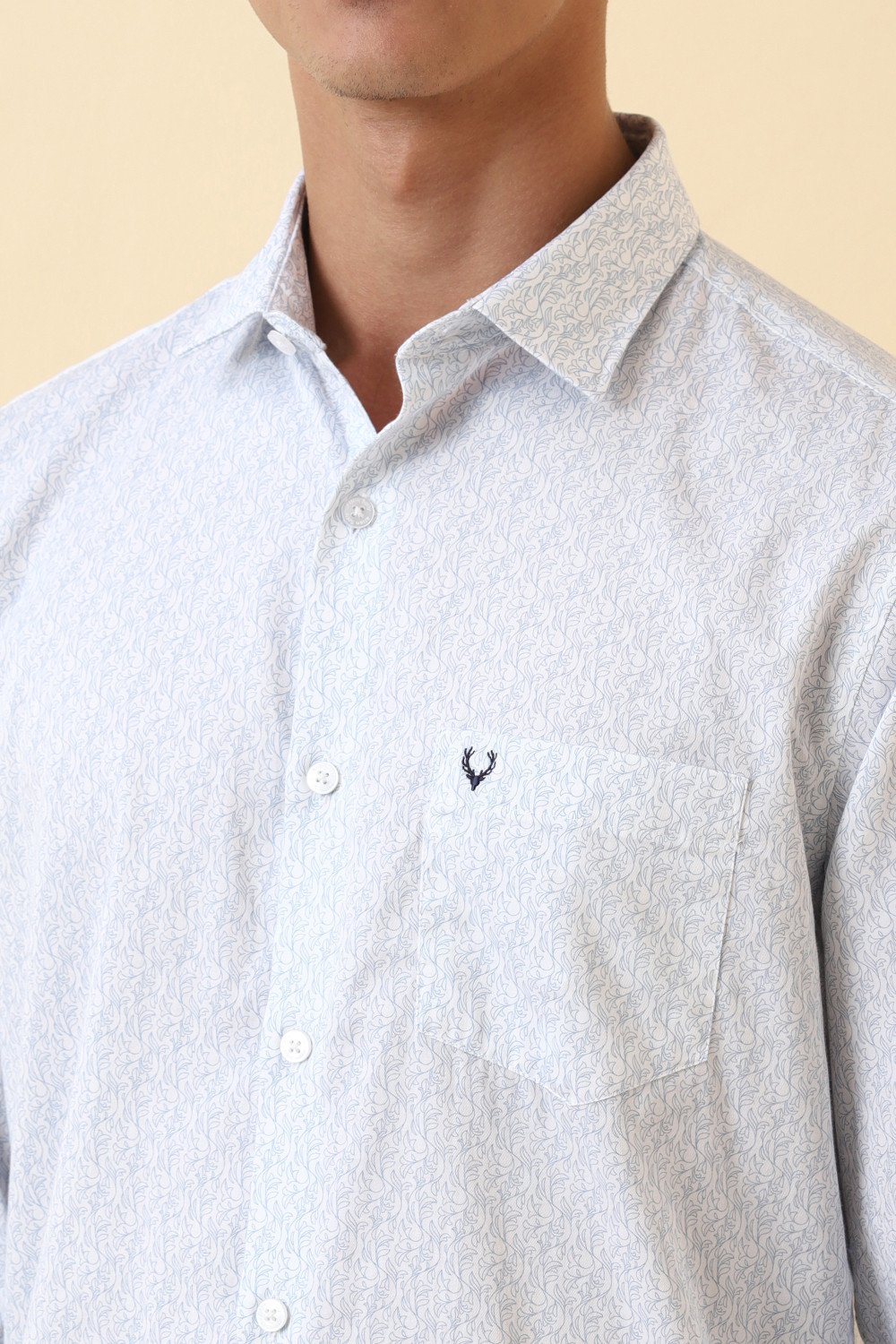 Image of Allen Solly Men Printed Casual White Shirt