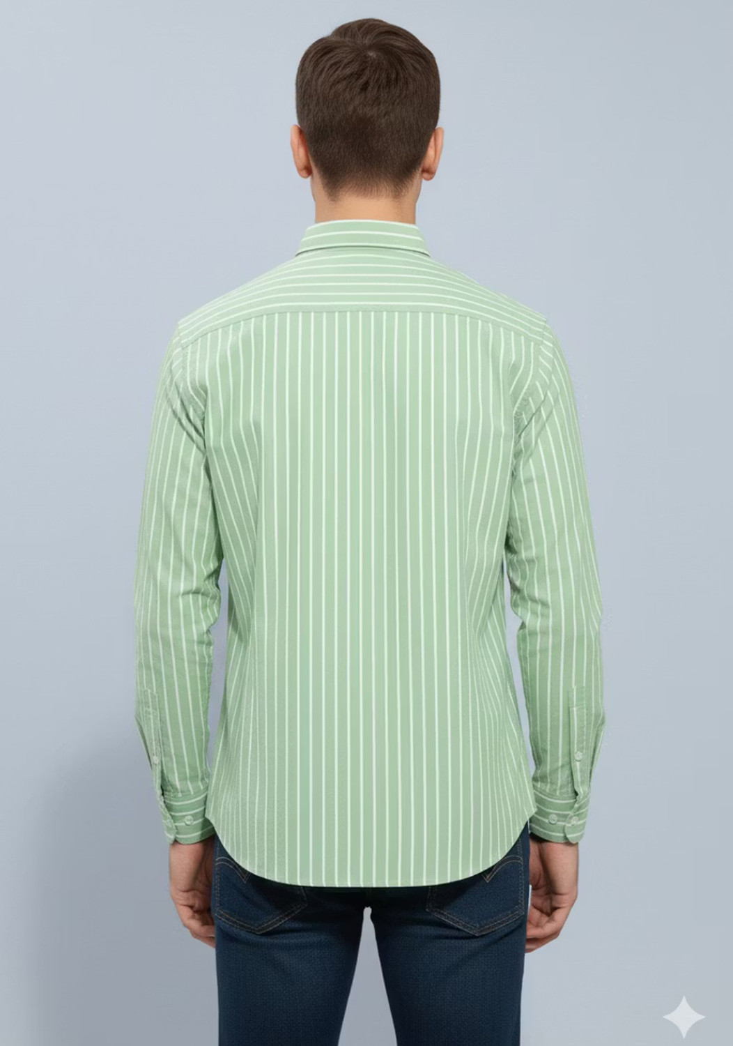 Image of METRONAUT Men Striped Casual Light Green Shirt
