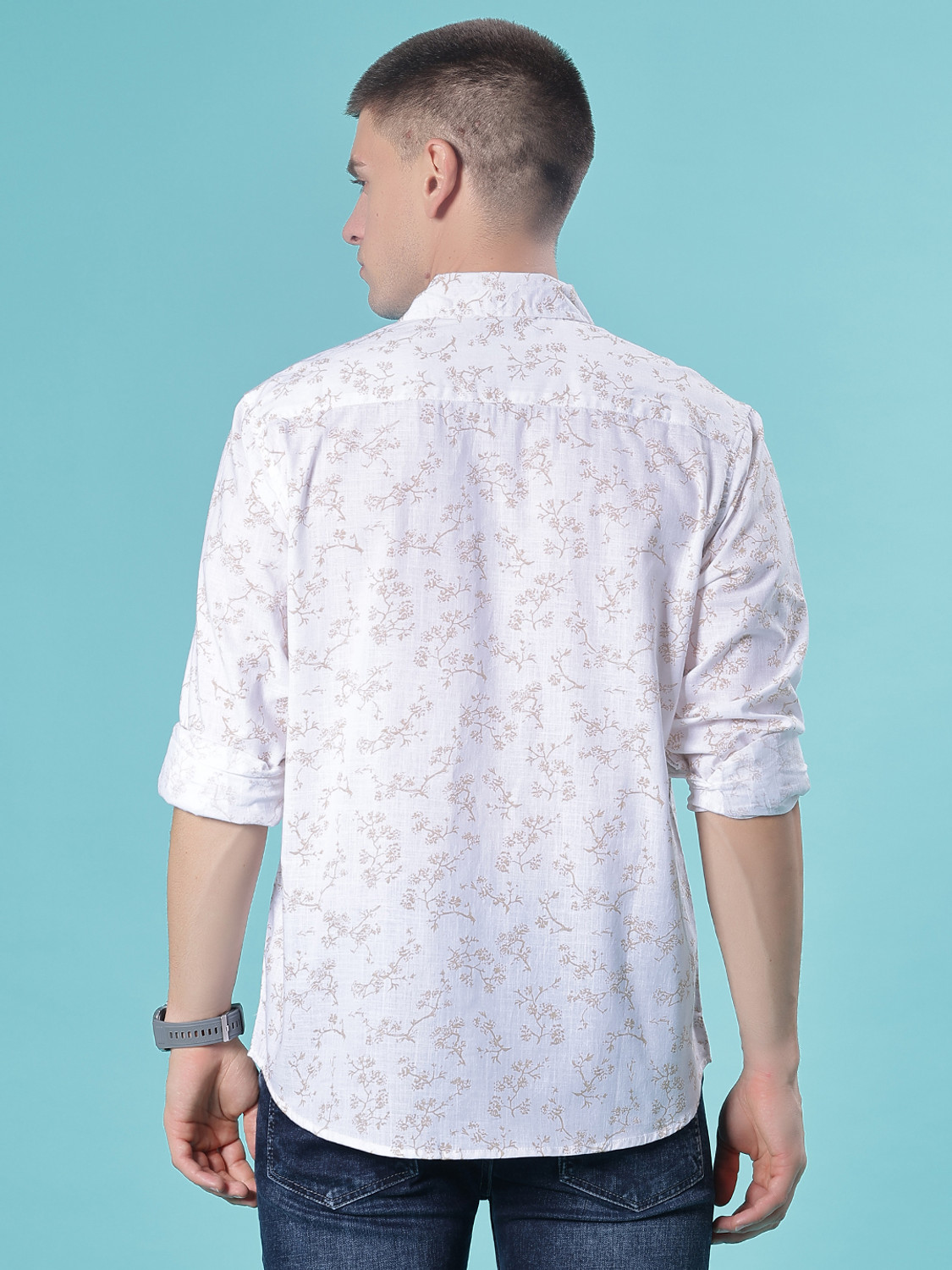 Image of V-MART Men Printed Casual White Shirt