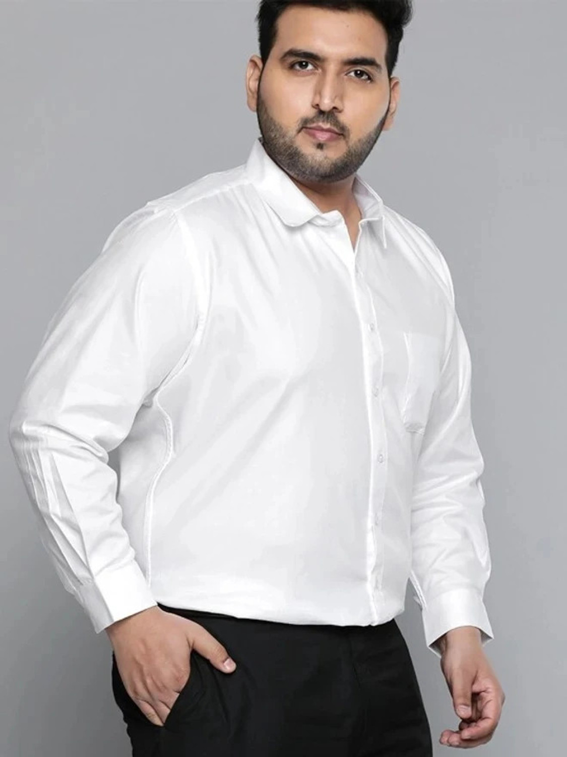 Image of METRONAUT PLUS Men Solid Formal White Shirt