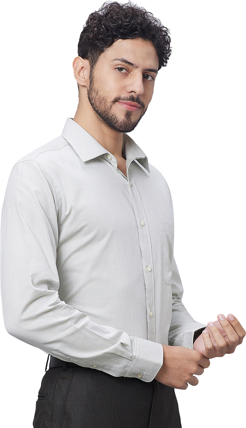 Image of Raymond Men Self Design Formal Grey Shirt