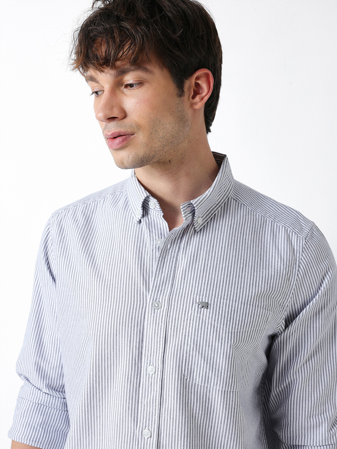 Image of THE BEAR HOUSE Men Regular Fit Striped Button Down Collar Casual Shirt