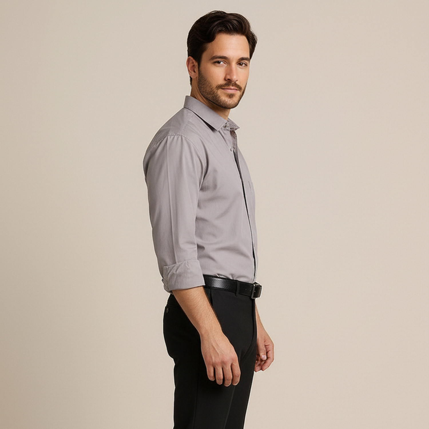 Image of METRONAUT Men Solid Casual Grey Shirt