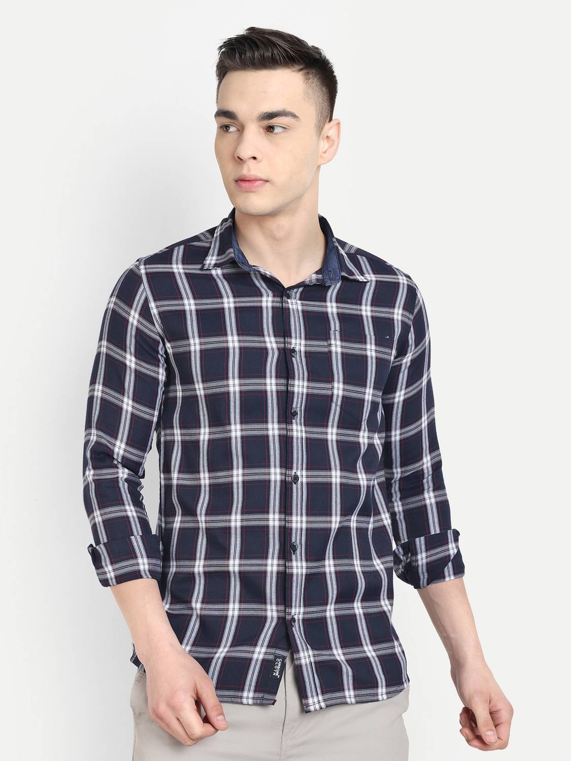 Carbonn Cloth Men Checkered Casual Dark Blue, Red, White Shirt